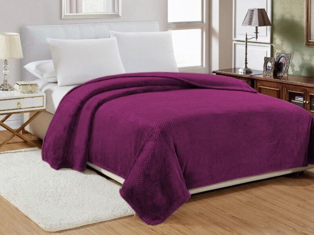 Κουβέρτα Υπέρδιπλη Βελουτέ Σκούρο Μπορντό Popcorn Jacquard Flannel Γαρύφαλλο 220x240 | Γαρύφαλλο - Λευκά Είδη